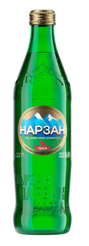 Вода мин Нарзан золотая 0,45 л элита стекло / натур газации