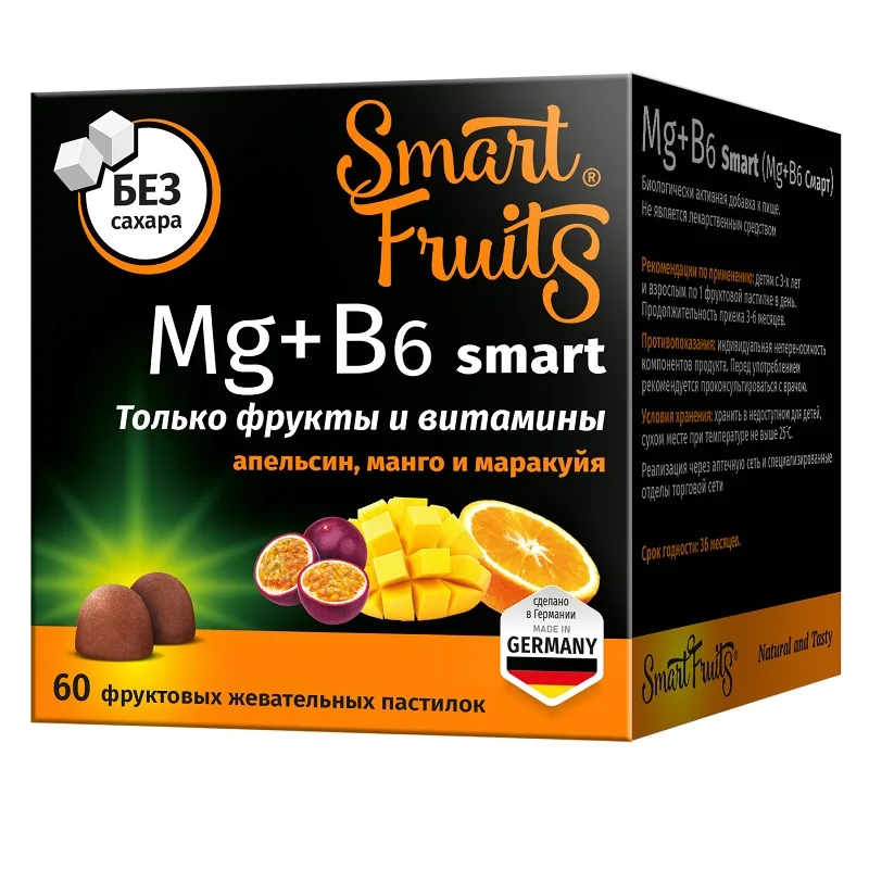 Смарт Фрутс Магний+В6 Смарт Пастилки жевательные 60 шт