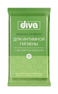 Дива салфетки влажные для интимной гигиены с экстрактом ромашки 20 шт