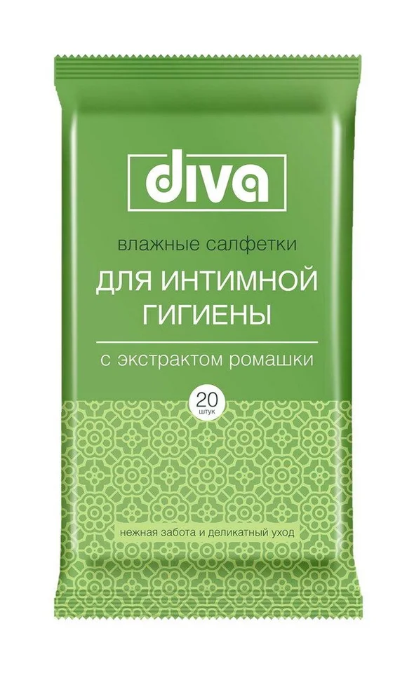 Дива салфетки влажные для интимной гигиены с экстрактом ромашки 20 шт