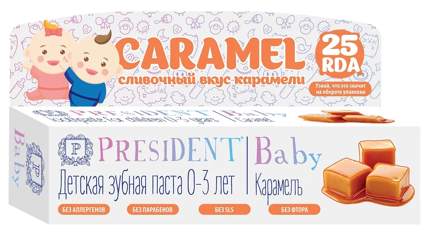 ПрезиДент паста зубная Беби от 0 до 3лет карамель без фтора 30 мл