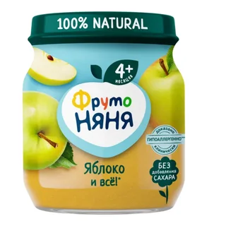 Пюре Фрутоняня яблоко (с 4 мес) 100 гр 6 шт