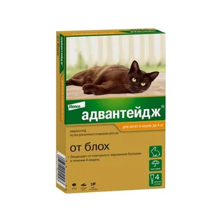 Адвантейдж капли от блох для котят и кошек весом до 4 кг 0,4 мл 4 шт