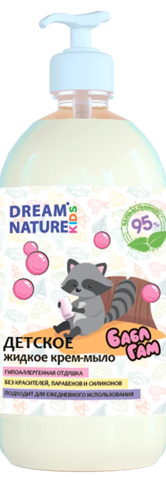Детское жидкое мыло 1л, мыло для детей, с экстрактом бабл-гам Dream Nature Kids