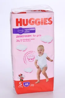 Подгузники-трусики Хаггис для дев Pants (12-17 кг) 48 шт