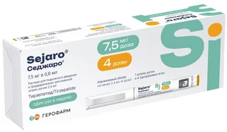 Седжаро раствор для п/к введ. 7,5 мг / доза шприц-ручка 2,4 мл №1+ иглы 4 шт