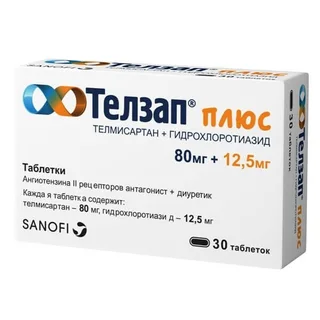 Телзап Плюс 80 мг+12,5 мг 30 шт таблетки