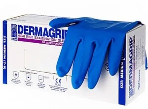 Перчатки смотр. Дермагрип High Risk Powder(прочн.) лат. н/опудр. L N50