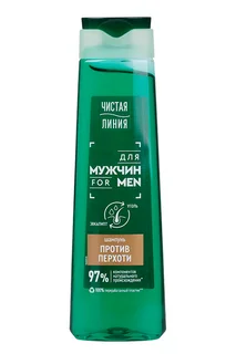Шампунь Чистая линия от перхоти с эвкалиптом / углем для волос мужской 400 мл