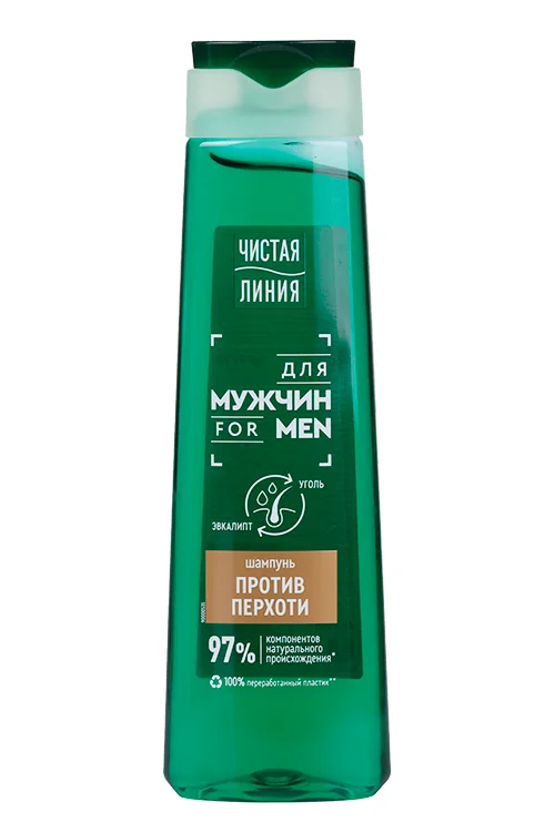 Шампунь Чистая линия от перхоти с эвкалиптом / углем для волос мужской 400 мл