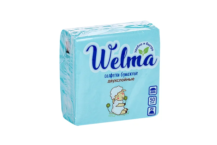 Салфетки Welma бумажные двухслойные пастельных тонов 50 шт в ассортименте