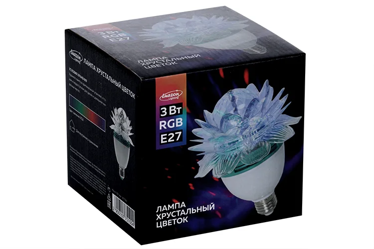 Световой прибор Luazon Lighting «Хрустальный цветок» 1 2,5 см Е27 свечение RGB