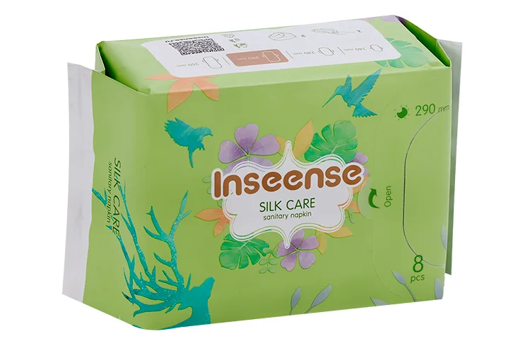 Прокладки Inseense Silk Care женск гигиенич ночн 5 капель 290 мм 8 шт