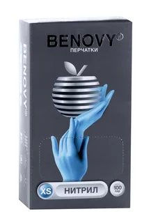 Перчатки Бенови нитрил н/стер неопудр голубой XS, 100 шт