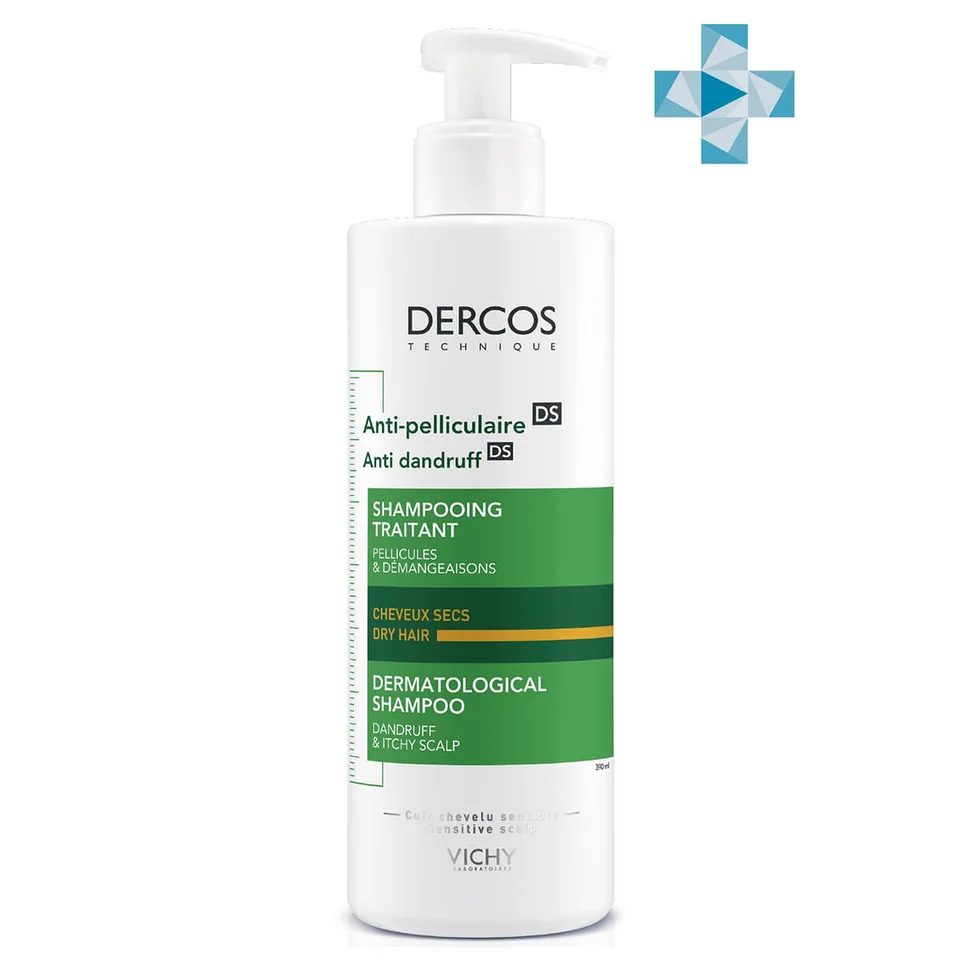 Dercos Интенсивный Шампунь-уход против перхоти для сухих волос, 390 мл, Vichy