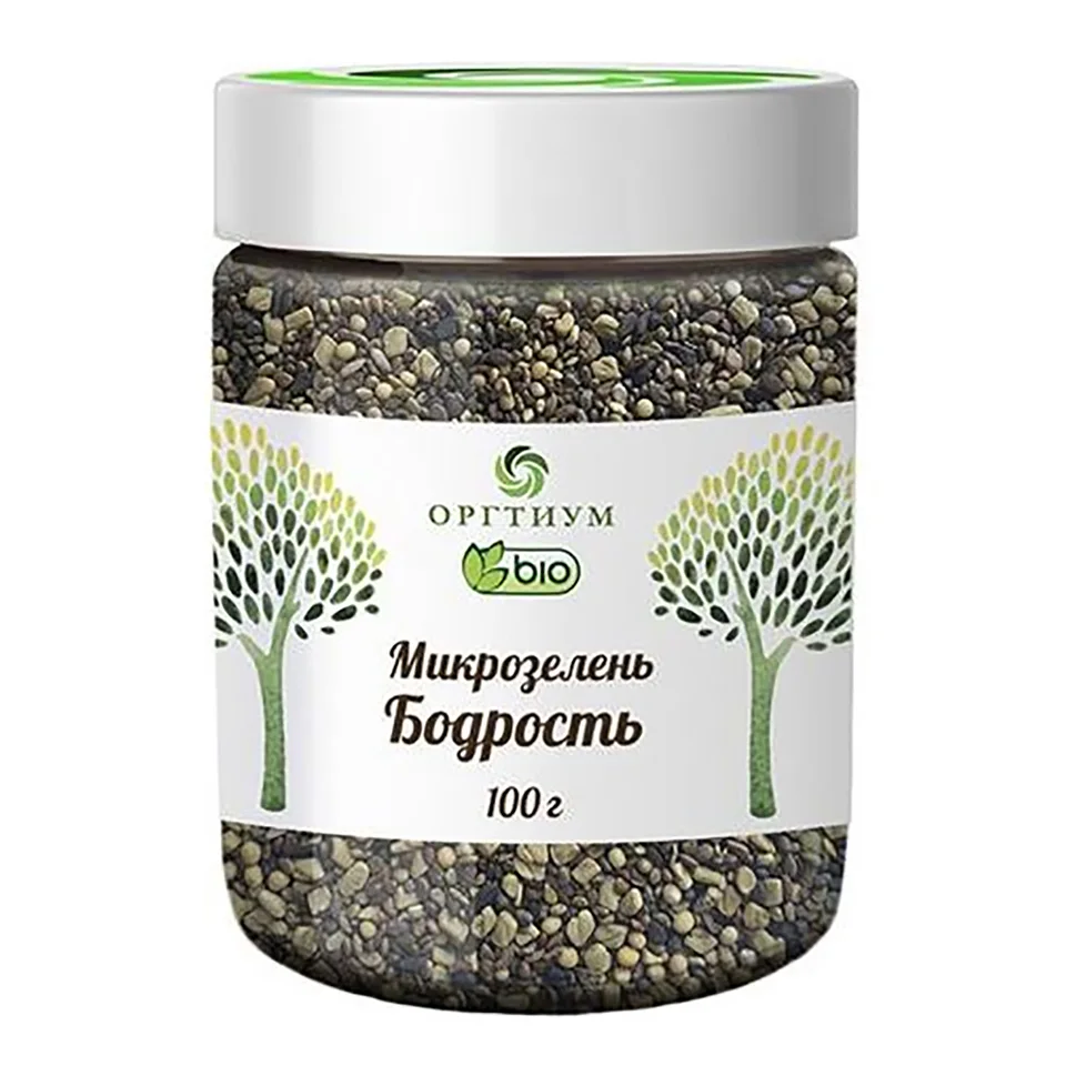 Пищевая продукция Микс Бодрость (Люцерна, клевер, пажитник, кунжут, горчица), 100 г, Оргтиум