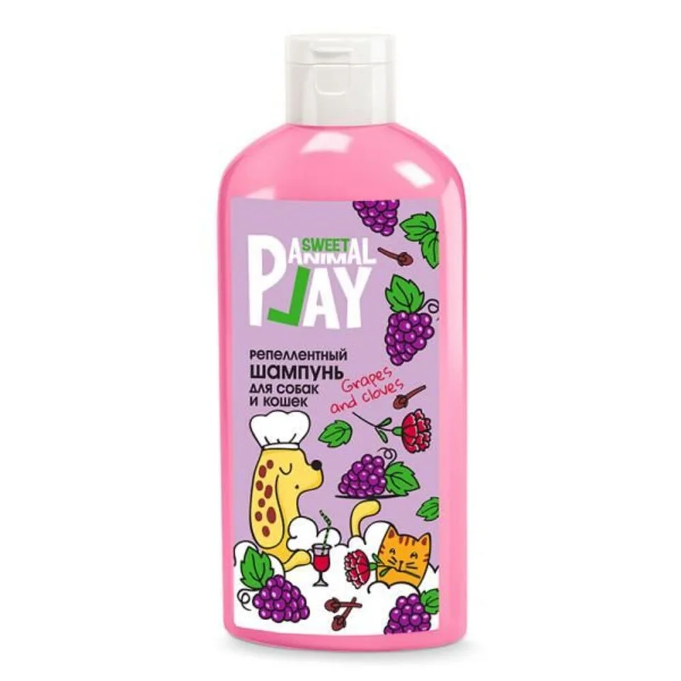 Animal Play Sweet репеллентный шампунь виноград и гвоздика для собак и кошек флакон 300 мл