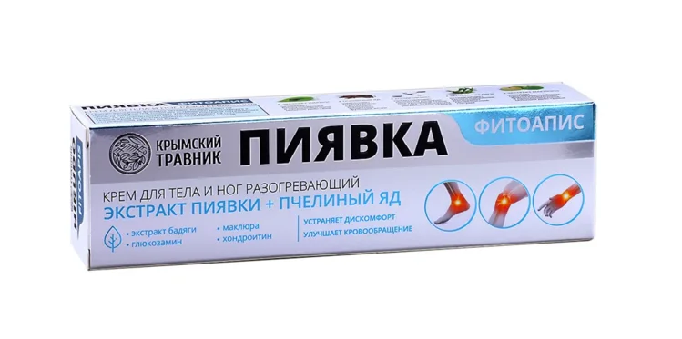 Крем Крымский травник Фитоапис пиявка разогревающий для тела / ног 100 мл (4660527870164)