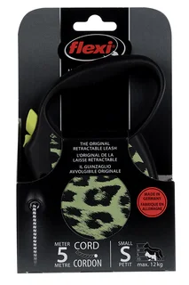 Поводок-рулетка Flexi safari cord S 5 м 12 кг черный с желтым