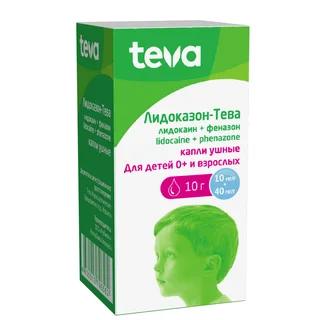 Лидоказон-Тева капли ушные 10 мг г+40 мг гр 10 гр