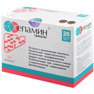 Гепатопротектор «Гепамин» (гранулят) 20 саше по 5 гр Академия-Т