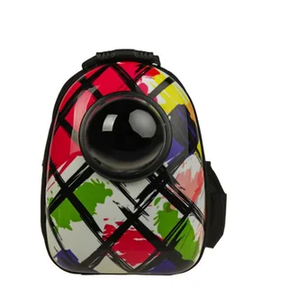 Рюкзак Пижон для переноски животных с окном для обзора Штрихи 32×22×43 см белый
