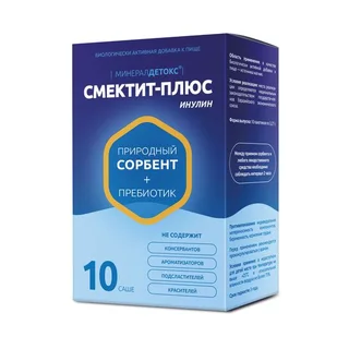 Минералдетокс Смектит-Плюс инулин порошок для взрослых и детей от 3х лет саше 10 шт