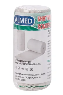 Бинт Almed медицинский эластичный компресс ср / раст с двумя металл клипсами обр края 0,6м х 80 мм