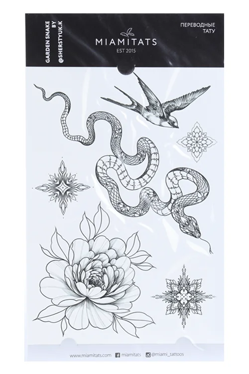 Тату переводные Miamitats Garden Snake by @sherstyuk.k (maxi) (1701)