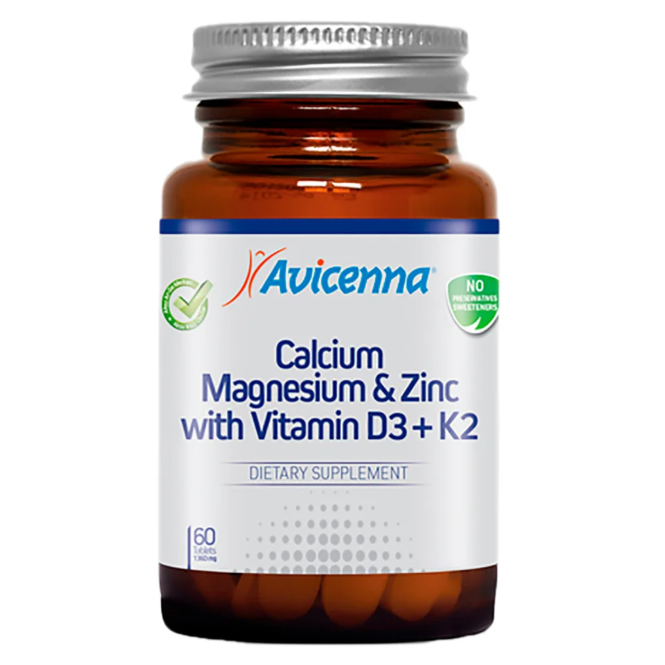 Кальций Магний Цинк D3 и К2 (Ca+ Mg+Zinc+Vitamin D3+K2), 60 таблеток, Avicenna
