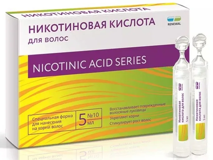 Никотиновая кислота туба-капельница для волос 10 шт