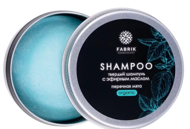 Шампунь твердый для волос с эфирным маслом "Перечная мята" 55 гр Fabrik Cosmetology