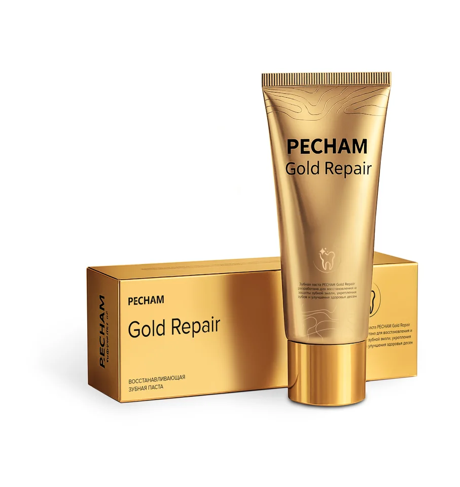 Зубная паста восстанавливающая Pecham Gold Repair PC-502 90 гр от налета и кариеса отбеливающая