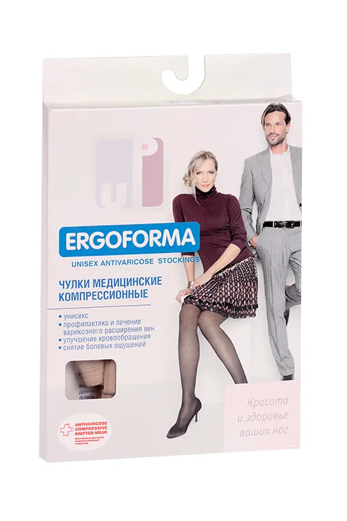 Чулки Ergoforma 2 класс компр откр носок унисекс шир резин телесн р 5 (EU 226)