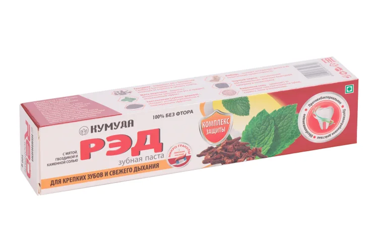 Зубная паста Кумуда РЭД мята / гвоздика / каменная соль без фтора 100 гр