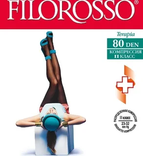 Колготки Filorosso Terapia компресс лечеб-профилакт 80 den 2 класс черный р 3