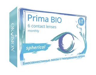 Линзы Okvision Prima Bio Spherical контактные мягкие R 8.6/14.2 (диоптрия -6,5), 6 шт