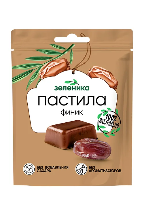 Пастила без сахара Зеленика, финиковая, натуральная, 60 г