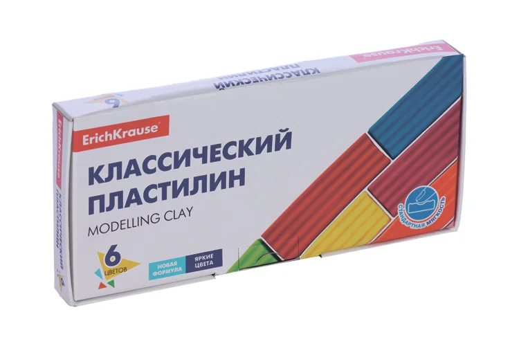 Пластилин 6 цветов 96 гр ErichKrause Modelling clay в картонной упаковке