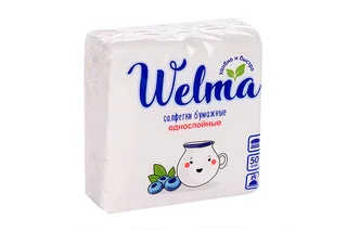 Салфетки Welma бумажные однослойные белые 50 шт