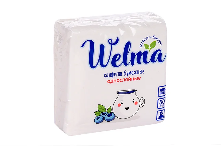 Салфетки Welma бумажные однослойные белые 50 шт