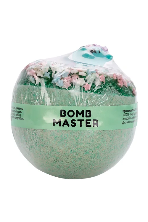 Бомбочка Bomb Master для ванн ЗОО ассорти бурлящий шар / гейзер с игрушкой светло-зеленый 210 гр