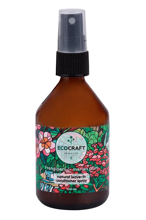 Спрей-кондиционер Ecocraft несмыв термоз антистат франжипани / марианская слива для волос 100 мл