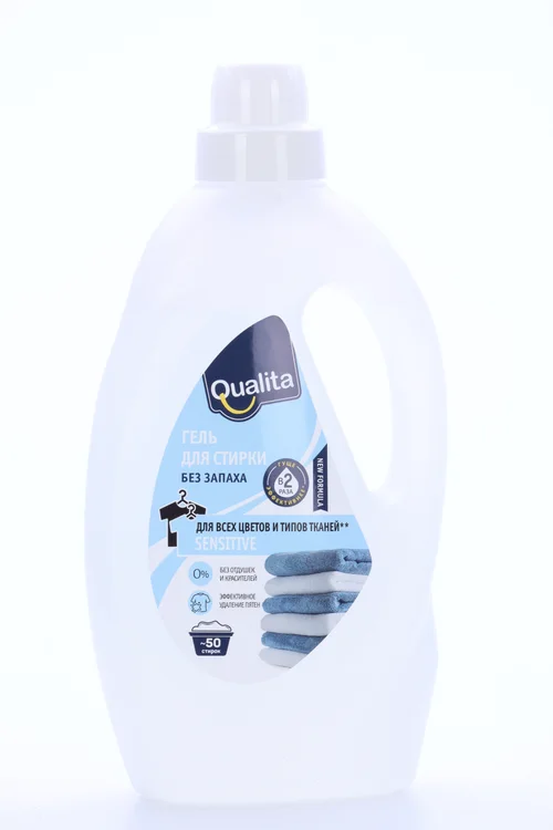 Гель для стирки Qualita Sensitive без запаха для всех цветов / типов тканей 2 000 мл