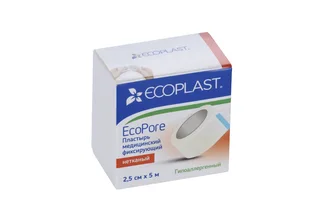 Пластырь Экопласт Ecopore ме для фикс / неткан 2,5 см × 5 м