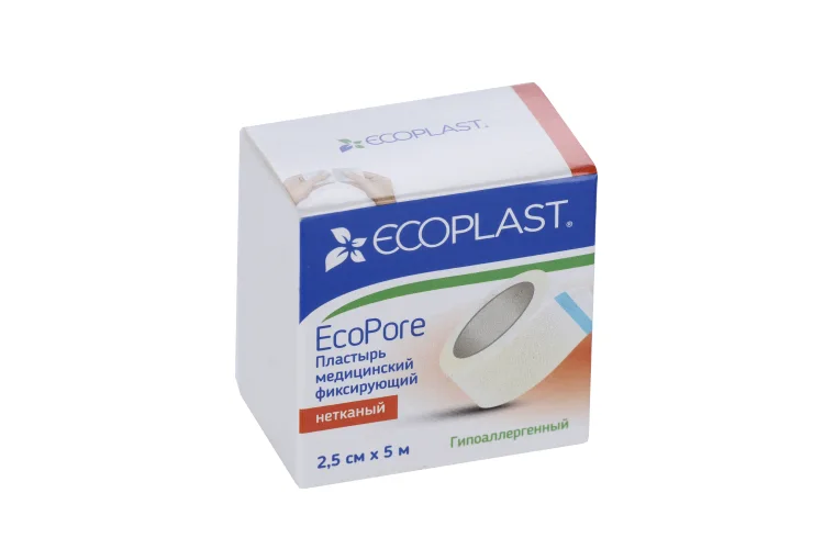 Пластырь Экопласт Ecopore ме для фикс / неткан 2,5 см × 5 м