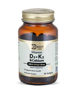 Кальций Debavit D3 2000 ме + K2 MK-7 + Бисглицинат, Кости, 90 капсул Халяль