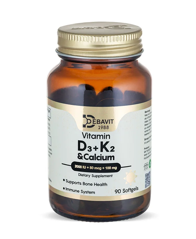 Кальций Debavit D3 2000 ме + K2 MK-7 + Бисглицинат, Кости, 90 капсул Халяль