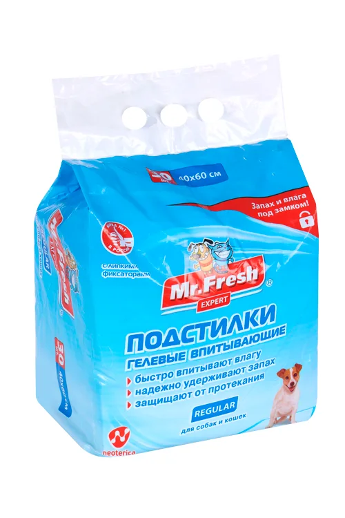 Подстилки Mr Fresh Expert regular для кошек / собак гелевые впитывающие 40×60 см 30 шт