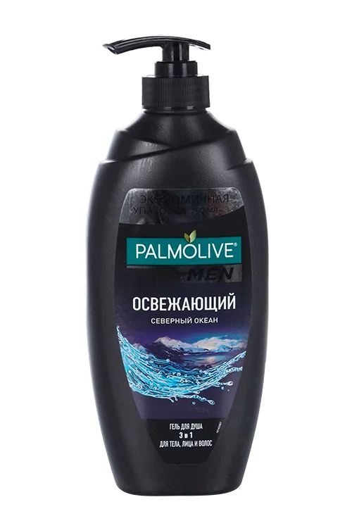 Гель Palmolive для душа 3 в 1 для тела / лица / волос MEN освежающий северный океан мужской 750 мл